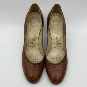 Vintage Geri's GENUINE ALLIGATOR HONEY BROWN 3" High Heel Women's Shoe Sz 9